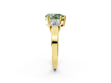 Yellow gold Three-Stone Fancy Green Pear  Cut Solitaire Ring with Prong Setting_5