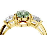 Yellow gold Three-Stone Fancy Green Pear  Cut Solitaire Ring with Prong Setting_7