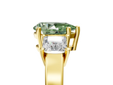 Yellow gold Three-Stone Fancy Green Pear  Cut Solitaire Ring with Prong Setting_8