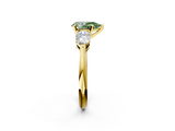 Yellow gold Three-Stone Fancy Green Pear  Diamond Ring with Pear Side Stones in Four-Prong Setting_47