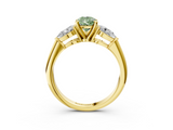 Yellow gold Three-Stone Fancy Green Pear  Diamond Ring with Pear Side Stones in Four-Prong Setting_48