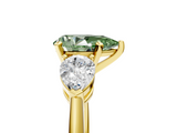 Yellow gold Three-Stone Fancy Green Pear  Diamond Ring with Pear Side Stones in Four-Prong Setting_50