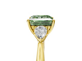 Yellow gold Three-Stone Fancy Green Princess Cut Brilliant Diamond Solitaire Ring with Tapered Band and Four-Prong Setting_11
