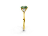 Yellow gold Three-Stone Fancy Green Princess Cut Brilliant Diamond Solitaire Ring with Tapered Band and Four-Prong Setting_8