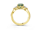 Yellow gold Three-Stone Fancy Green Princess Cut Brilliant Diamond Solitaire Ring with Tapered Band and Four-Prong Setting_9
