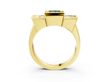 Yellow gold Three Stone Fancy Green Princess Cut Cut Channel Set Diamond Ring_3