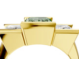 Yellow gold Three Stone Fancy Green Princess Cut Cut Channel Set Diamond Ring_4