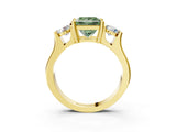Yellow gold Three-Stone Fancy Green Princess Cut Cut Classic Band Prong Setting Ring_3