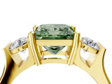 Yellow gold Three-Stone Fancy Green Princess Cut Cut Classic Band Prong Setting Ring_4