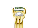 Yellow gold Three-Stone Fancy Green Princess Cut Cut Classic Band Prong Setting Ring_5