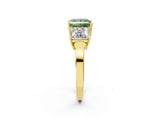 Yellow gold Three-Stone Fancy Green Princess Cut Cut Diamond Engagement Ring with Flat Band and Four-Prong Setting_14