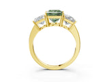 Yellow gold Three-Stone Fancy Green Princess Cut Cut Diamond Engagement Ring with Flat Band and Four-Prong Setting_15