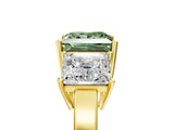 Yellow gold Three-Stone Fancy Green Princess Cut Cut Diamond Engagement Ring with Flat Band and Four-Prong Setting_17