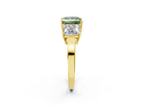 Yellow gold Three-Stone Fancy Green Princess Cut Cut Diamond Engagement Ring with Flat Band and Four-Prong Setting_2