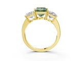 Yellow gold Three-Stone Fancy Green Princess Cut Cut Diamond Engagement Ring with Flat Band and Four-Prong Setting_3