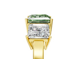 Yellow gold Three-Stone Fancy Green Princess Cut Cut Diamond Engagement Ring with Flat Band and Four-Prong Setting_5