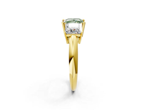 Yellow gold Three-Stone Fancy Green Princess Cut Cut Diamond Engagement Ring with Prong Setting on a White Gold Band_26