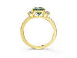 Yellow gold Three-Stone Fancy Green Princess Cut Cut Diamond Pavé Band with Prong Setting_18