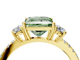 Yellow gold Three-Stone Fancy Green Princess Cut Cut Diamond Pavé Band with Prong Setting_19