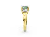 Yellow gold Three-Stone Fancy Green Princess Cut Cut Diamond Ring with Channel Set Band and Four-Prong Setting_2