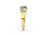 Yellow gold Three-Stone Fancy Green Princess Cut Cut Diamond Ring with Channel Set Band and Four-Prong Setting_26