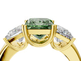 Yellow gold Three-Stone Fancy Green Princess Cut Cut Diamond Ring with Channel Set Band and Four-Prong Setting_28