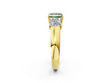 Yellow gold Three-Stone Fancy Green Princess Cut Cut Diamond Ring with Prong Setting and Classic Band_2