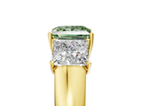 Yellow gold Three-Stone Fancy Green Princess Cut Cut Diamond Ring with Prong Setting and Classic Band_5