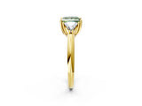 Yellow gold Three-Stone Fancy Green Princess Cut Cut Diamond Ring with Trillion Side Stones and Four-Prong Setting_5