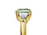 Yellow gold Three-Stone Fancy Green Princess Cut Cut Diamond Ring with Trillion Side Stones and Four-Prong Setting_8