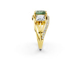 Yellow gold Three-Stone Fancy Green Princess Cut Cut Diamond Split Shank Prong Set Ring_14