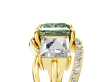 Yellow gold Three-Stone Fancy Green Princess Cut Cut Diamond Split Shank Prong Set Ring_5