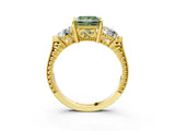 Yellow gold Three-Stone Fancy Green Princess Cut Cut Milgrain Band Prong Setting Ring_21