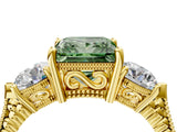 Yellow gold Three-Stone Fancy Green Princess Cut Cut Milgrain Band Prong Setting Ring_22