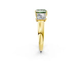 Yellow gold Three-Stone Fancy Green Princess Cut Cut Solitaire Ring with Classic Prong Setting_2