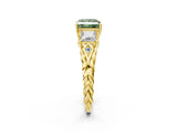 Yellow gold Three-Stone Fancy Green Princess Cut Diamond Braided Band Ring with Four-Prong Setting_36