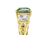 Yellow gold Three-Stone Fancy Green Princess Cut Diamond Braided Band Ring with Four-Prong Setting_39
