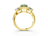 Yellow gold Three-Stone Fancy Green Princess Cut Diamond Channel Set Engagement Ring with Prong Setting_3