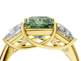 Yellow gold Three-Stone Fancy Green Princess Cut Diamond Engagement Ring with Prong Setting_7