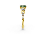 Yellow gold Three-Stone Fancy Green Princess  Cut Diamond Pavé Band with Four-Prong Setting_2