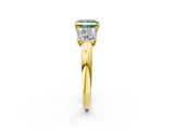 Yellow gold Three-Stone Fancy Green Princess  Cut Diamond Ring with Channel-Set Band and Four-Prong Setting_19