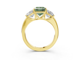 Yellow gold Three-Stone Fancy Green Princess  Cut Diamond Ring with Channel-Set Band and Four-Prong Setting_20