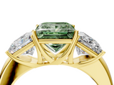 Yellow gold Three-Stone Fancy Green Princess  Cut Diamond Ring with Channel-Set Band and Four-Prong Setting_21