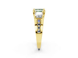 Yellow gold Three-Stone Fancy Green Princess  Cut Diamond Ring with Channel-Set Band and Four-Prong Setting_36