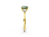 Yellow gold Three-Stone Fancy Green Princess Cut Diamond Ring with Pear  Side Stones in Four-Prong Setting_14