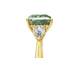 Yellow gold Three-Stone Fancy Green Princess Cut Diamond Ring with Pear  Side Stones in Four-Prong Setting_17