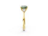 Yellow gold Three-Stone Fancy Green Princess  Cut Diamond Ring with Pear Side Stones in Four-Prong Setting_2