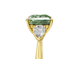 Yellow gold Three-Stone Fancy Green Princess  Cut Diamond Ring with Pear Side Stones in Four-Prong Setting_5