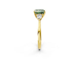 Yellow gold Three-Stone Fancy Green Princess Cut Diamond Ring with Pear  Side Stones in Four-Prong Setting_50