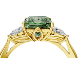 Yellow gold Three-Stone Fancy Green Princess Cut Diamond Ring with Pear  Side Stones in Four-Prong Setting_52